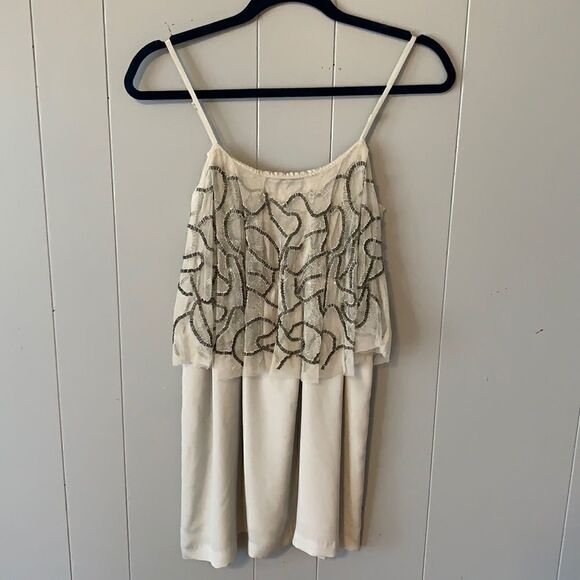 Silence + Noise Grey Beaded Flounce Dress Size XS - Picture 1 of 4